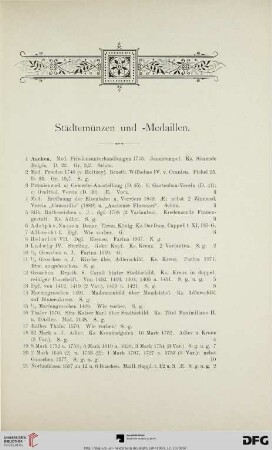 Städtemünzen und –Medaillen (Nr. 1-3274)