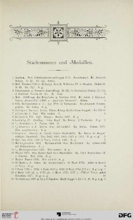 Städtemünzen und –Medaillen (Nr. 1-3274)