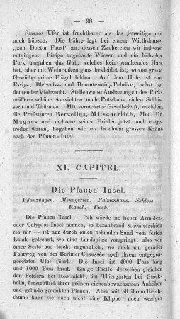 XI. Capitel. Die Pfauen-Insel.