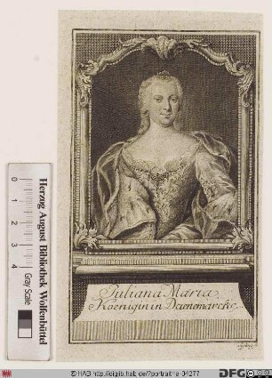 Bildnis Juliane Marie, Königin von Dänemark, geb. Prinzessin von Braunschweig-Bevern