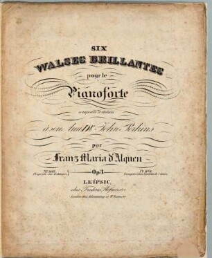 Six walses brillantes pour le pianoforte : op. 3