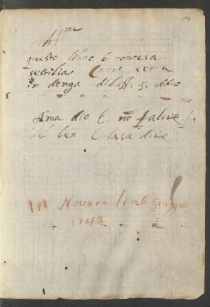 Federproben und Notizen, ital.