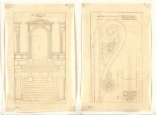 Mühe, Anton; München; Pinakothek - Eingangstür Süd (Grundriss, Ansicht); Konsolen der Eingangstüren (Ansichten)