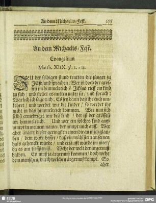 An dem Michaelis-Fest. Evangelium Matth. XIIX. v. 1.-11.