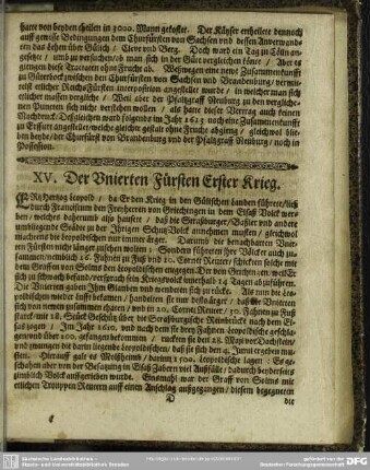 XV. Der Unierten Fürsten Erster Krieg