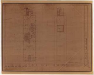 Hilton Hotel, Berlin-Tiergarten: Grundrisse Dachgarten und Aufzugdachaufbau 1:100