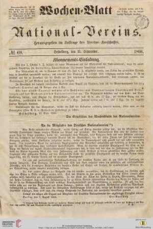 Wochen-Blatt des National-Vereins