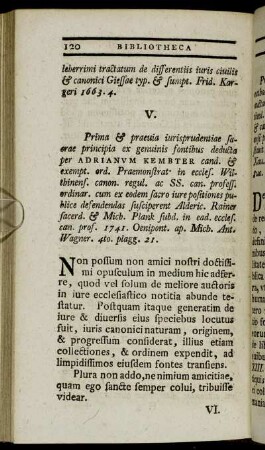 V. Prima & praevia iurisprudentiae sacrae principa ex genuinis fontibus deducta per Adrianum Kembter cand. & exempt. ord. Praemonstrat in eccles. Wilthinens. canon regul.[...]