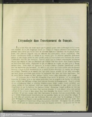 L' étymologie dans l'enseignement du français