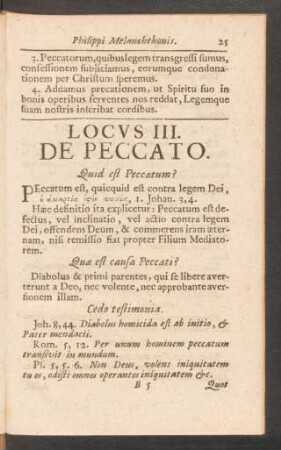 Locus III. De Peccato.