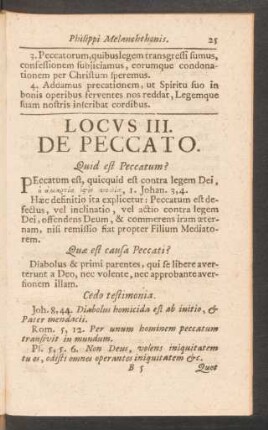 Locus III. De Peccato.