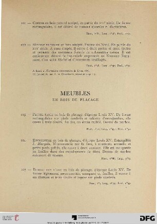 Meubles (Nr. 103-117)