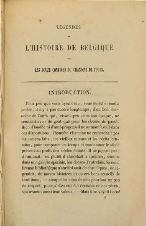Légendes de l'histoire de Belgique ou les douze convives du chanoine de Tours