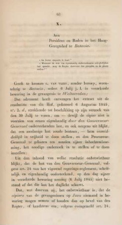 X. Aan president en raden in het hoog-geregtshof te Batavia