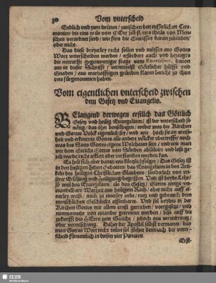 Vom eigentlichen unterschied zwischen dem Gesetz und Evangelio