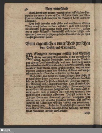 Vom eigentlichen unterschied zwischen dem Gesetz und Evangelio