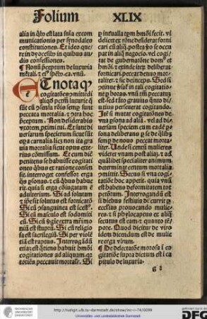 Nonum preceptum de luxuria mentali et eius speciebus, capitulum unum.