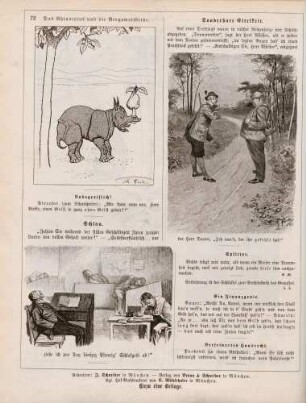 "Das Rhinoceros und die Bergamottbirne" "Schlau" "Sonderbare Eitelkeit"