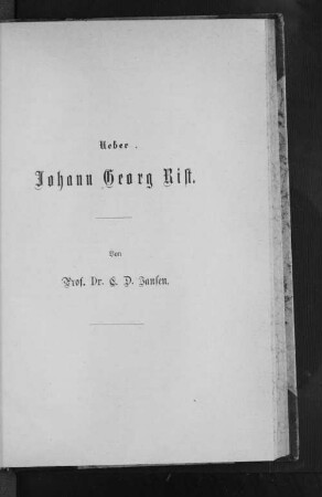 Ueber Johann Georg Rist