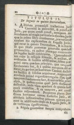 Titulus II. De Regulis in quinto Decretalium