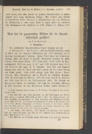 Was hat die gegenwärtige Mission für die Sprachwissenschaft geleistet ?