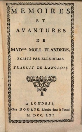 Mémoires et aventures de Mademoiselle Moll Flanders