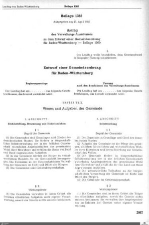 Entwurf einer Gemeindeordnung
