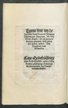 Hyrna sette wy de Lere unde Raedt Doctoris Johannis Bugenhagen Pamerani ...