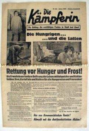 Illustrierte kommunistische Wochenzeitung "Die Kämpferin" u.a. über Arbeitslosigkeit und Hunger