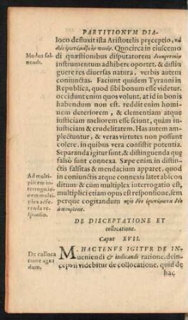 De Disceptatione Et collocatione. Caput XVII.