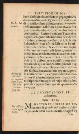 De Disceptatione Et collocatione. Caput XVII.
