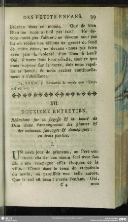 XII. Douzieme Entretien