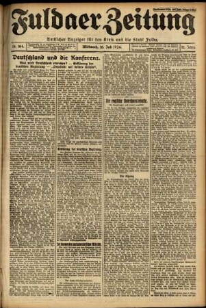 Erste Ausgabe vom Mittwoch, den 16. Juli 1924.