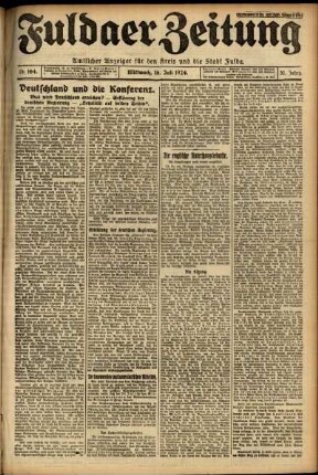 Erste Ausgabe vom Mittwoch, den 16. Juli 1924.