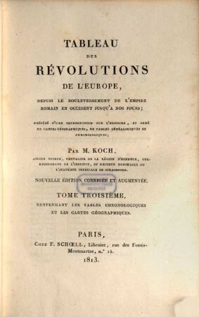 Tableau des révolutions de l'Europe : depuis le bouleversement de l'empire Romain en occident jusqu'a nos jours. 3