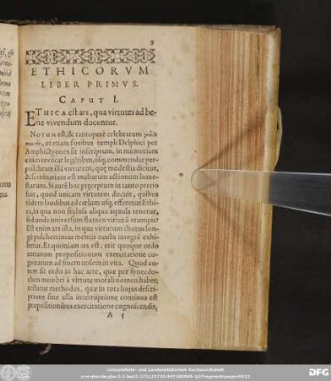 Caput I. Ethica est ars, qua virtutes ad bene vivendum docentur.