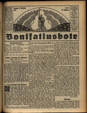 Erste Ausgabe vom Sonntag, den 29. November 1931.