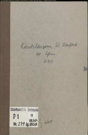 Kirchenbuchduplikat der evangelischen Gemeinde Kirchlengern, Kreis Herford (GHT 1830-1838). (Gemeinde: Evangelische Gemeinde Kirchlengern)