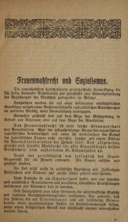 Frauenwahlrecht und Sozialismus
