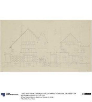 Kronberg im Taunus, Wohnhaus Hochstrasser, Aufrisse der West -und Südfassade