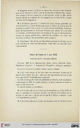 Séance du Comité du 7 mai 1883