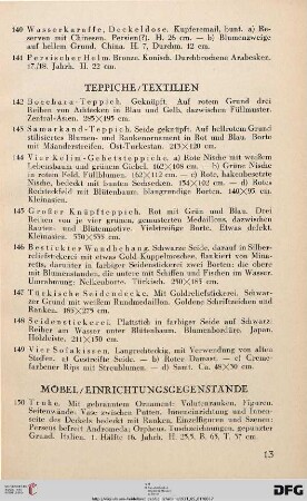 Teppiche, Textilien (Nr. 142-191)