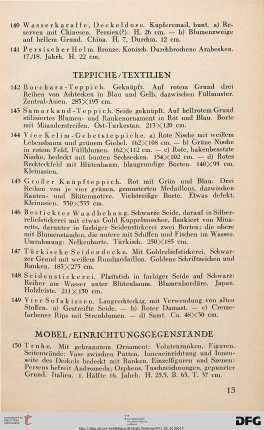 Teppiche, Textilien (Nr. 142-191)