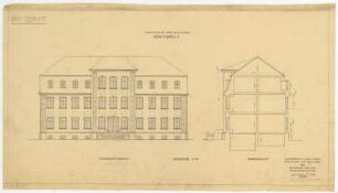 Schloss Erxleben Umbau I: Vorderansicht und Querschnitt 1:100