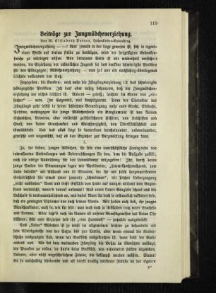 Beiträge zur Jungmädchenerziehung