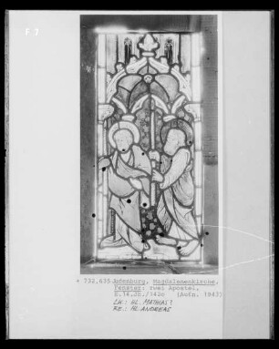 Südliches Chorfenster mit Szenen aus dem Marienleben und Aposteln — Die Apostel Matthias und Andreas