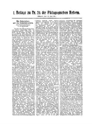 Die Schulreform und die Sozialdemokratie : (Eine Buchbesprechung) ; 1. Beilage zu Nr. 24 der Pädagogischen Reform