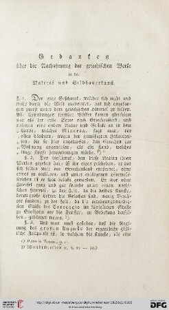 Gedanken über die Nachahmung der griechischen Werke in der Malerei und Bildhauerkunst