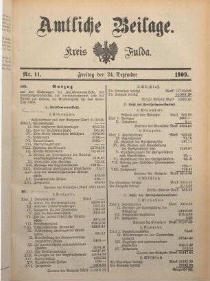 11: Beilage vom Freitag, 24. Dezember 1909