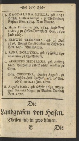 Die Landgrafen von Hessen.